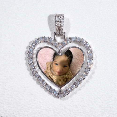 3D Spinning 2-Faced Heart Custom Picture Pendant