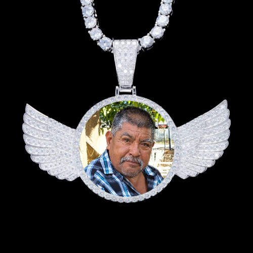 925S & VVS Moissanite 3D Wing Custom Picture Pendant
