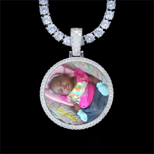 925S & VVS Moissanite 3D Circle Custom Picture Pendant