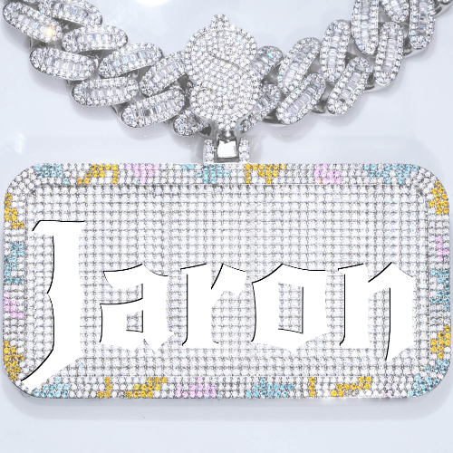 CUSTOM LETTER NECKLACE 3D COLORFUL SQUARE