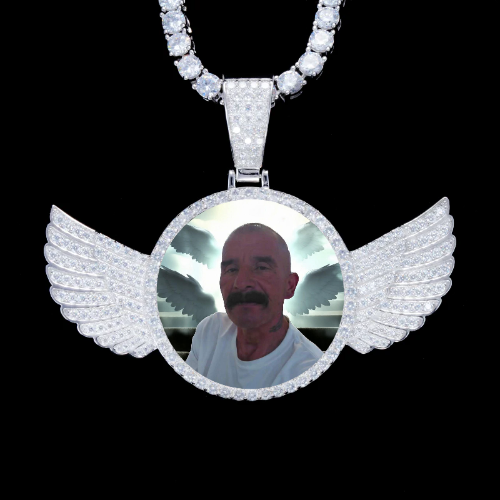 925S & VVS Moissanite 3D Wing Custom Picture Pendant