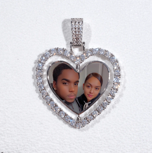 3D Spinning 2-Faced Heart Custom Picture Pendant