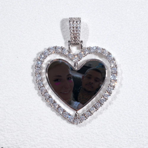 3D Spinning 2-Faced Heart Custom Picture Pendant