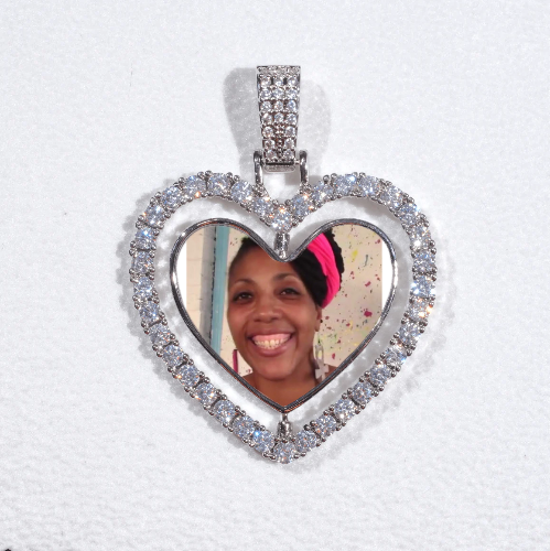 3D Spinning 2-Faced Heart Custom Picture Pendant