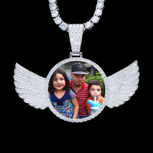 925S & VVS Moissanite 3D Wing Custom Picture Pendant