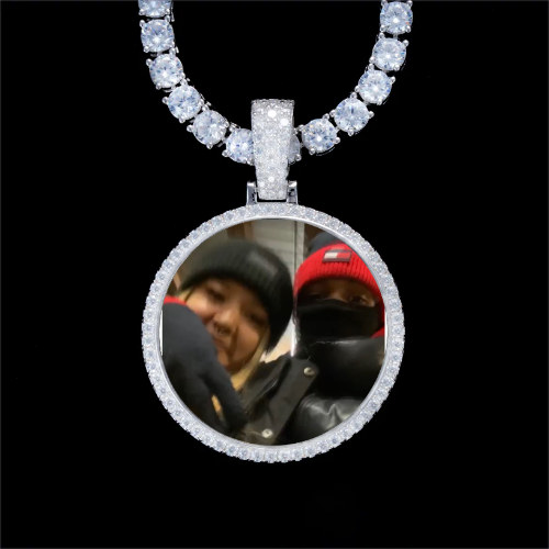 925S & VVS Moissanite 3D Circle Custom Picture Pendant