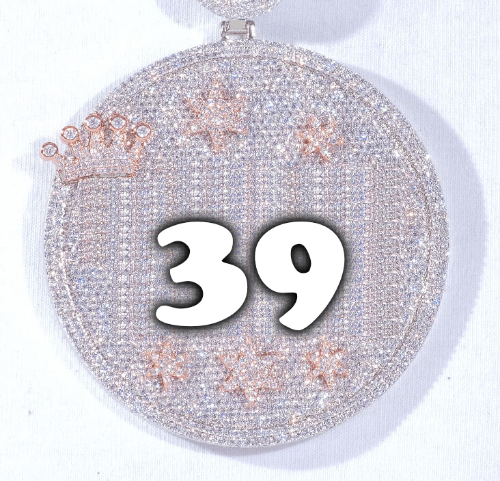 CUSTOM LETTER NECKLACE 3D BIG CROWN DISC