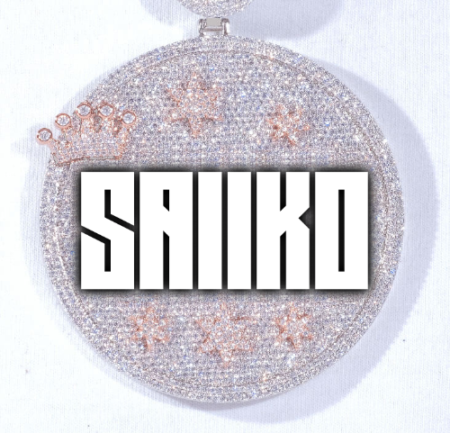 CUSTOM LETTER NECKLACE 3D BIG CROWN DISC