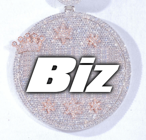 CUSTOM LETTER NECKLACE 3D BIG CROWN DISC
