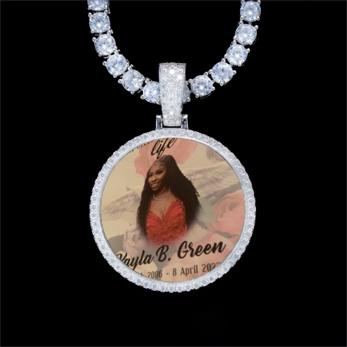 925S & VVS Moissanite 3D Circle Custom Picture Pendant