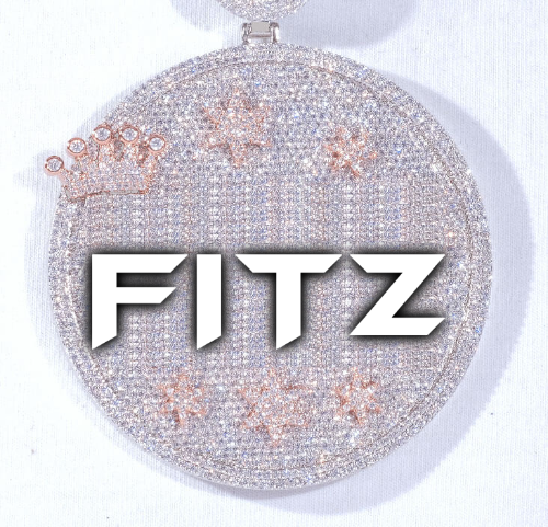CUSTOM LETTER NECKLACE 3D BIG CROWN DISC
