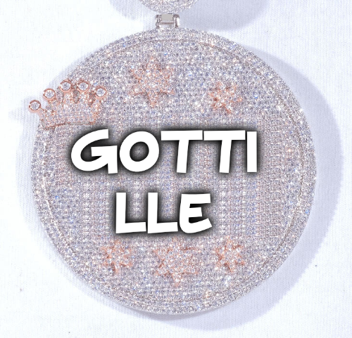 CUSTOM LETTER NECKLACE 3D BIG CROWN DISC