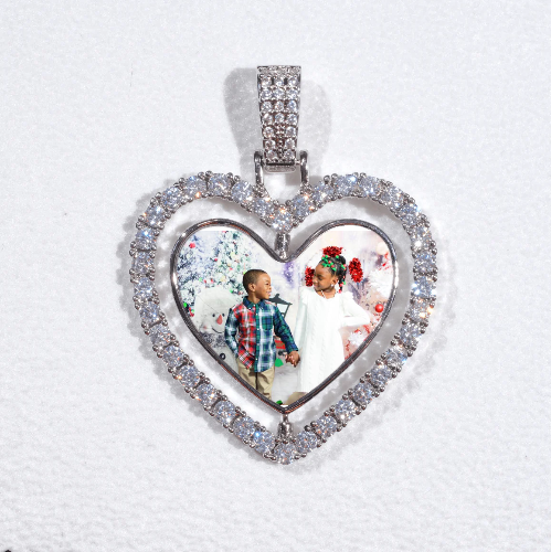 3D Spinning 2-Faced Heart Custom Picture Pendant