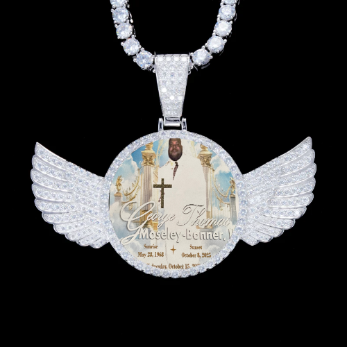 925S & VVS Moissanite 3D Wing Custom Picture Pendant