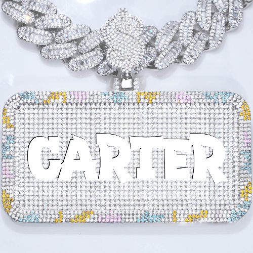 CUSTOM LETTER NECKLACE 3D COLORFUL SQUARE
