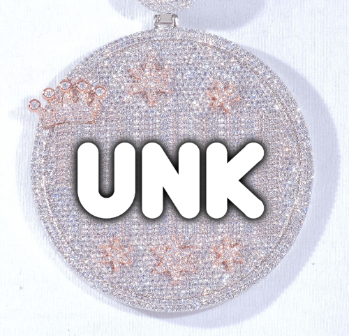 CUSTOM LETTER NECKLACE 3D BIG CROWN DISC