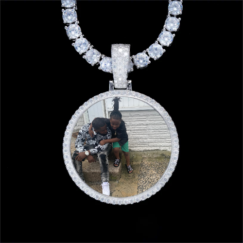 925S & VVS Moissanite 3D Circle Custom Picture Pendant