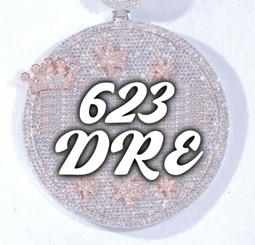 CUSTOM LETTER NECKLACE 3D BIG CROWN DISC