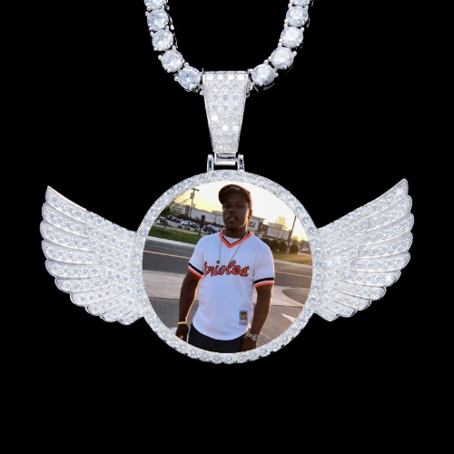 925S & VVS Moissanite 3D Wing Custom Picture Pendant