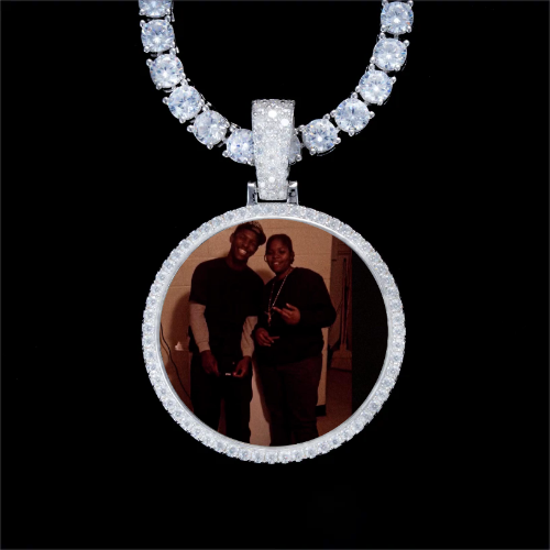 925S & VVS Moissanite 3D Circle Custom Picture Pendant