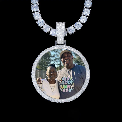 925S & VVS Moissanite 3D Circle Custom Picture Pendant