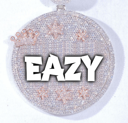 CUSTOM LETTER NECKLACE 3D BIG CROWN DISC