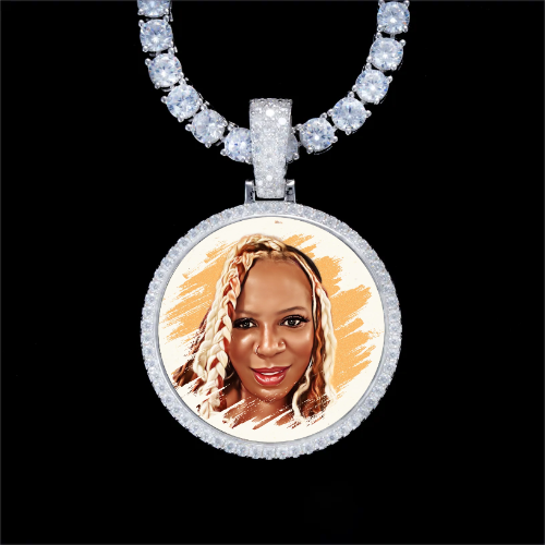 925S & VVS Moissanite 3D Circle Custom Picture Pendant