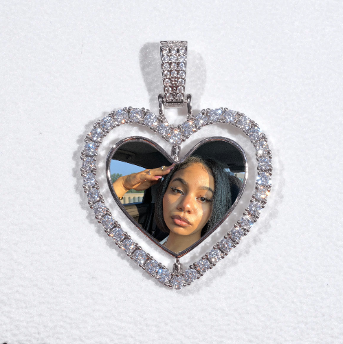 3D Spinning 2-Faced Heart Custom Picture Pendant