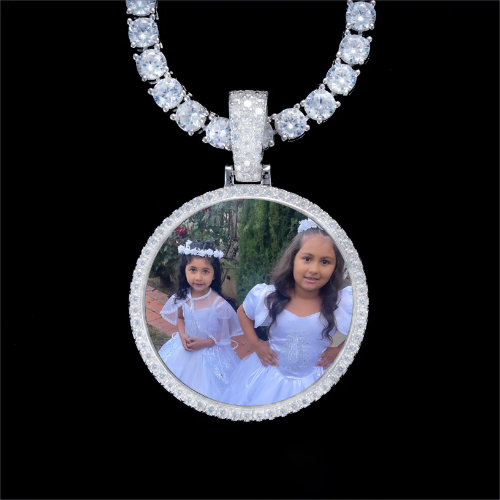 925S & VVS Moissanite 3D Circle Custom Picture Pendant