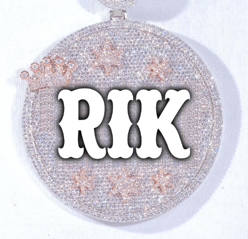 CUSTOM LETTER NECKLACE 3D BIG CROWN DISC