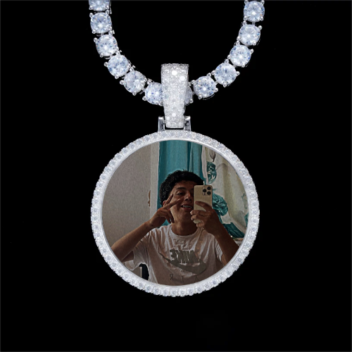 925S & VVS Moissanite 3D Circle Custom Picture Pendant