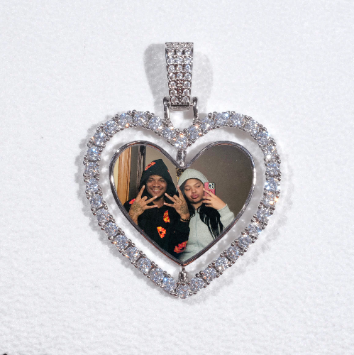 3D Spinning 2-Faced Heart Custom Picture Pendant