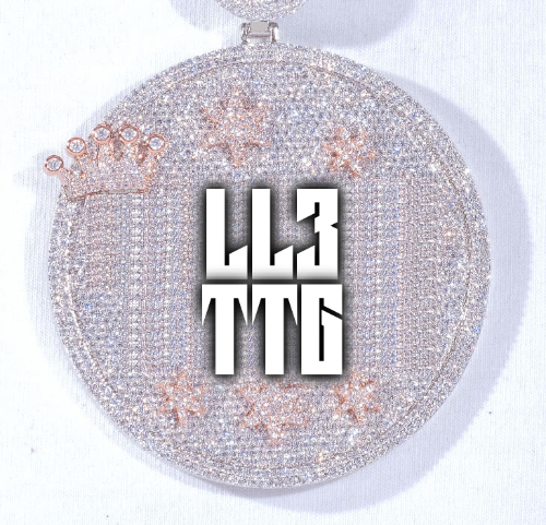 CUSTOM LETTER NECKLACE 3D BIG CROWN DISC