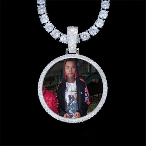 925S & VVS Moissanite 3D Circle Custom Picture Pendant