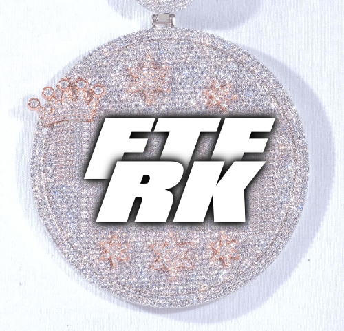 CUSTOM LETTER NECKLACE 3D BIG CROWN DISC