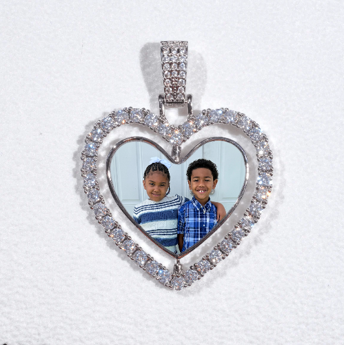 3D Spinning 2-Faced Heart Custom Picture Pendant