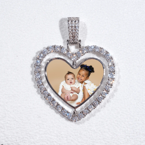 3D Spinning 2-Faced Heart Custom Picture Pendant