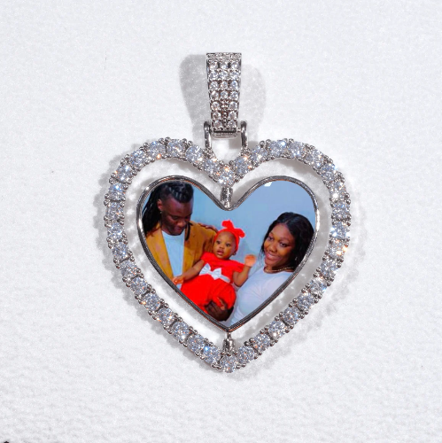 3D Spinning 2-Faced Heart Custom Picture Pendant