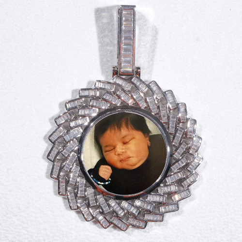 Large 3D Baguette Custom Picture Pendant