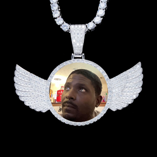 925S & VVS Moissanite 3D Wing Custom Picture Pendant