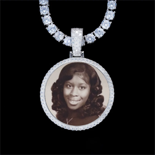 925S & VVS Moissanite 3D Circle Custom Picture Pendant