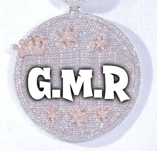 CUSTOM LETTER NECKLACE 3D BIG CROWN DISC