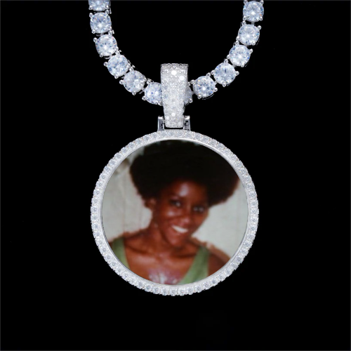 925S & VVS Moissanite 3D Circle Custom Picture Pendant