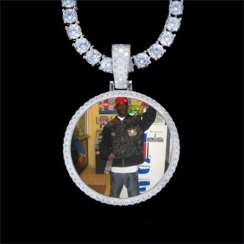 925S & VVS Moissanite 3D Circle Custom Picture Pendant