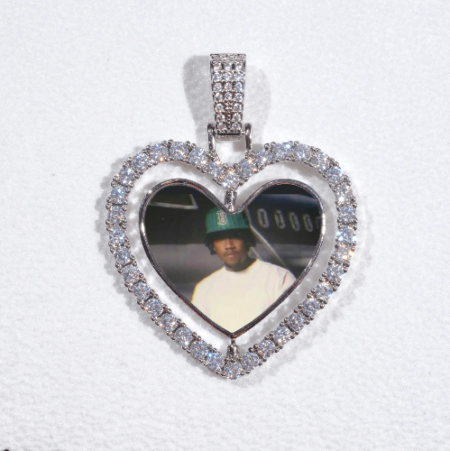 3D Spinning 2-Faced Heart Custom Picture Pendant