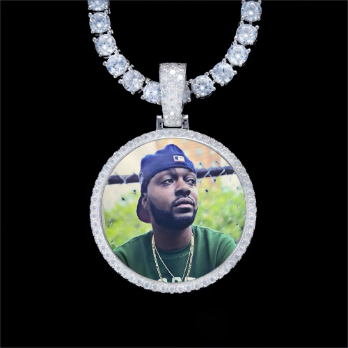 925S & VVS Moissanite 3D Circle Custom Picture Pendant