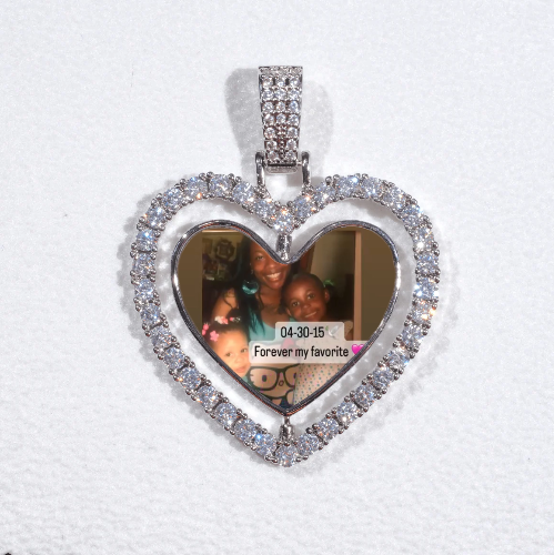 3D Spinning 2-Faced Heart Custom Picture Pendant