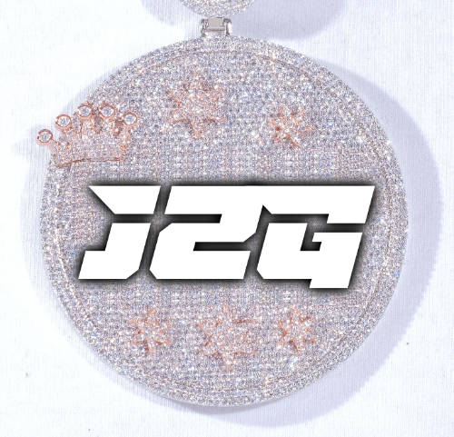 CUSTOM LETTER NECKLACE 3D BIG CROWN DISC