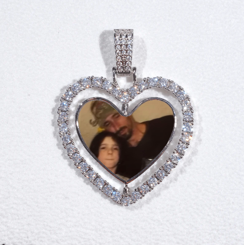 3D Spinning 2-Faced Heart Custom Picture Pendant