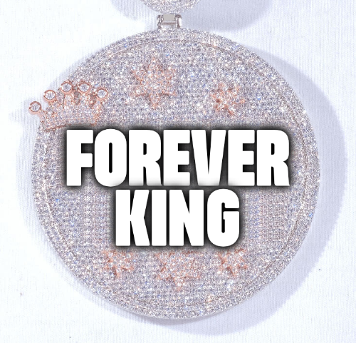 CUSTOM LETTER NECKLACE 3D BIG CROWN DISC